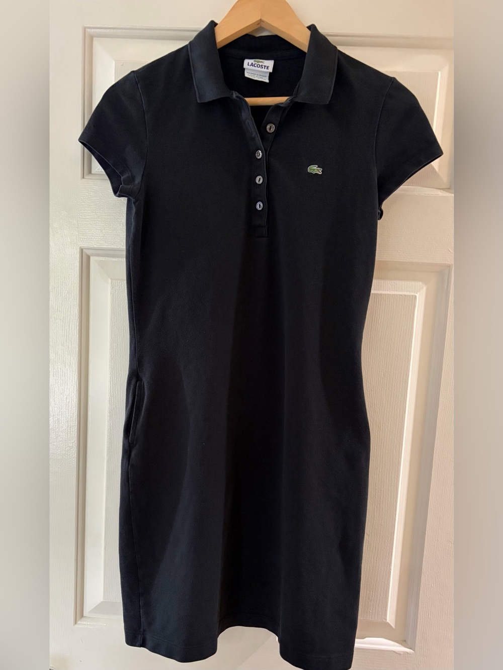 Lacoste Black Polo Mini Dress Size 38 Stretch Cotton